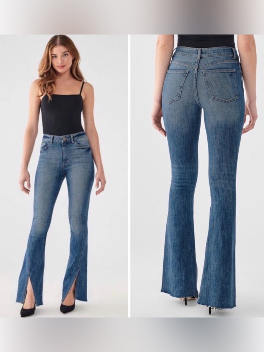 DL1961 Bridget High Rise Instasculpt Boot Flare Jeans Hem Slit Hermosa Size 27